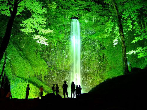 玉簾の滝　夏のライトアップ15