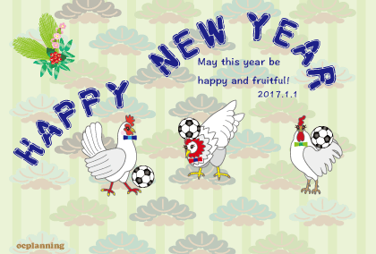 鶏のイラスト年賀状　（サッカー、ラグビー、野球、テニス、バスケ）猫ファン