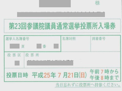 イメージ 投票所入場券