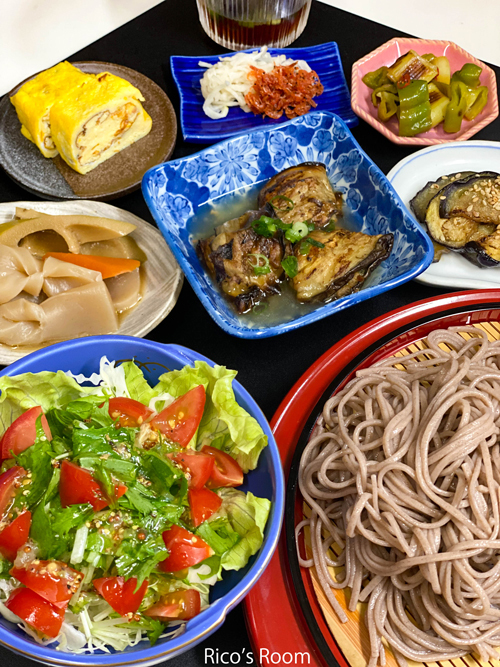 R 『やせるおかずの作りおき177レシピ』& おうちごはん『ざる蕎麦とナスの肉詰めあんかけ定食』 R 『やせるおかずの作りおき177レシピ』& おうちごはん『ざる蕎麦とナスの肉詰めあんかけ定食』