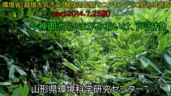 今神御池（戸沢村）での酸性雨調査Part２（7/28）をご紹介します。（動画あり）