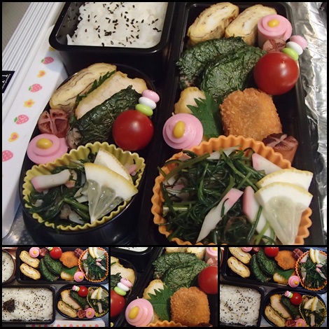 鯵のさんが焼き・おかひじきと蒲鉾のあえ物・鯵のなめろう・弁当 鯵のさんが焼き・おかひじきと蒲鉾のあえ物・鯵のなめろう・弁当