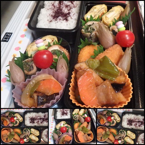 酢豚・いわしの梅しそ巻き焼き・茗荷甘酢漬・お弁当
