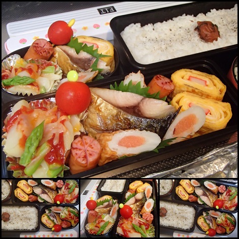 塩さば焼 酒田市飛島産ごどいも×アスパラ×チーズ焼 ちくわのたらこ詰め お弁当
