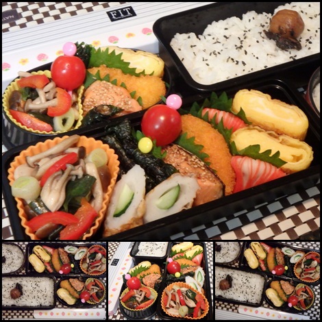雲南百薬×しめじ×パプリカの炒め物 銀鮭ごま焼 しそ巻 お弁当