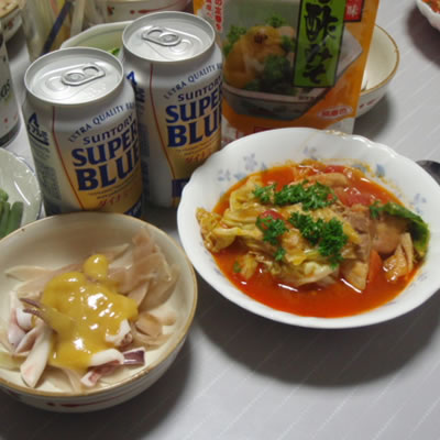 鶏肉のトマト煮・山うどとイカの酢味噌和え