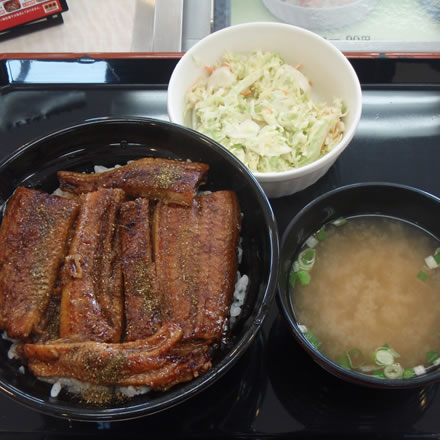 うな丼二枚盛・ご飯大盛・コールスローセット
