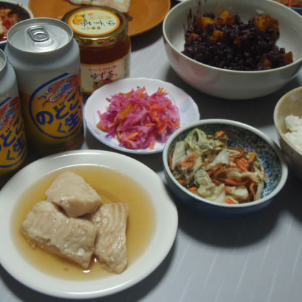 かれいの煮物・ゆず茶の生酢・きんぴらごぼう