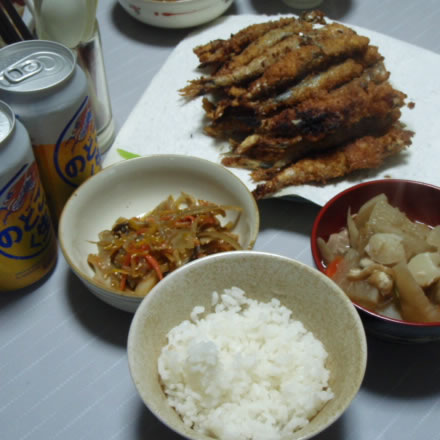 ししゃもフライ・きんぴらごぼう・豚汁