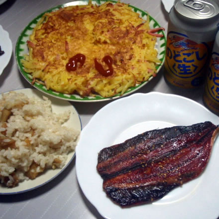 さんまみりん焼き・じゃがいものオムレツ風・栗ご飯