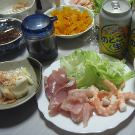 まぐろ・はまち・ボイルえび・冷奴