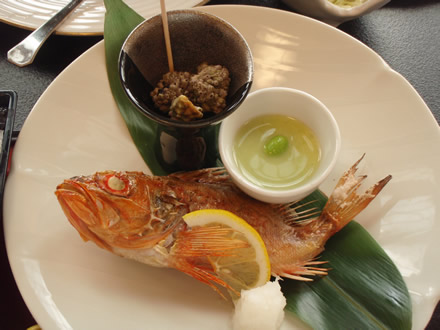 鵜渡幸でランチ・妹夫婦の甥がやってきた・焼き魚膳・お造り膳