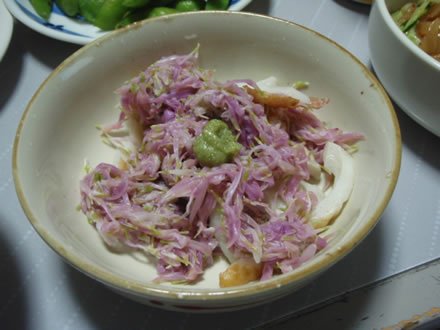 もって菊・牛肉とえのきの煮込み・さつま揚げ・昨日の残り物