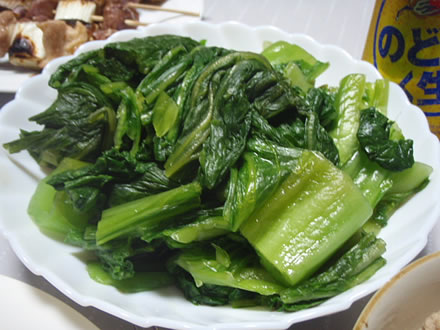 ペペロンチーノ・里芋と鶏肉とごぼうの煮物・青菜漬・平田赤ねぎ