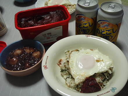 韓国風ロコモコ・あずき白玉