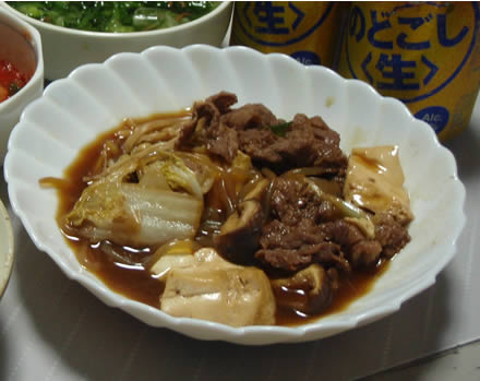 すき焼き風・山芋・自家製キムチ・おみ漬け