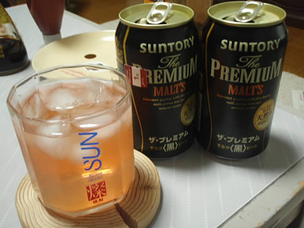 梅田屋えび天そば・刺身盛合せ・オードブル・鏡月・アセロラ・シークワーサー