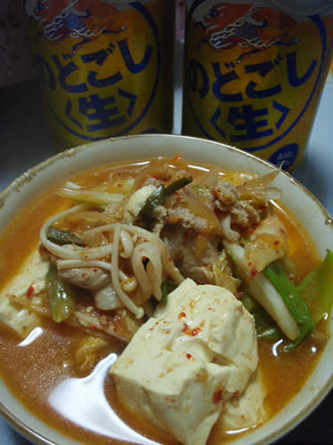 豚キムチ鍋・細切りじゃがいものお焼き