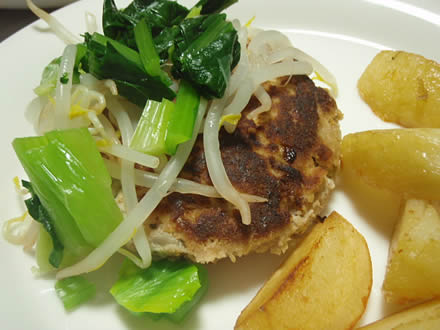 和風ハンバーグ・チャプチェ(잡채)・青菜漬