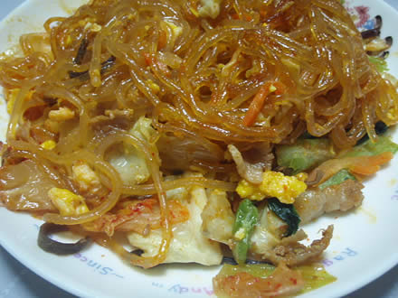 和風ハンバーグ・チャプチェ(잡채)・青菜漬