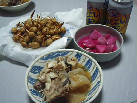 くわい(慈姑)のから揚げ・ぶり大根・温海かぶ漬