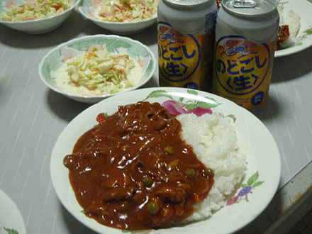 ハヤシライス・エリンギ入り・コールスローサラダ