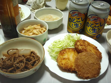 手作りコロッケ・メンチカツ・ぜんまいとこんにゃくの煮物・メンマ