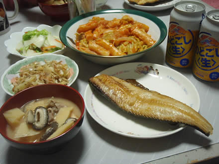 孟宗汁・トッポギ・焼きほっけ