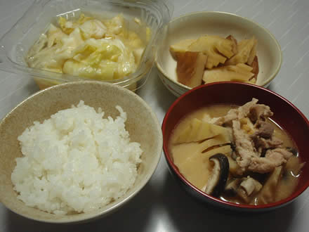 孟宗汁・孟宗煮つけ・赤魚の焼き魚