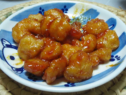 キャベツと挽肉の重ね蒸し・たこわさ・かぼちゃの煮物・エビチリ・にんにく醤油