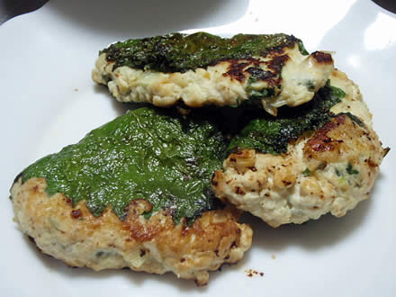 山形のだし・鶏挽き肉の大葉巻き・栄養豆腐・茄子浅漬け