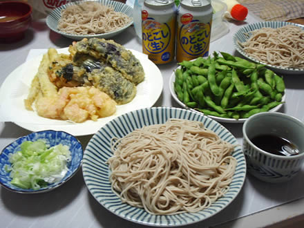 戸隠(とがくし)そば・鶴岡産枝豆・えび天・なす天・細竹天・かき揚げ