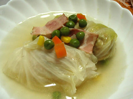 ロールキャベツ・しし唐と鶏肉の韓国風・さんま刺身・刈屋幸水梨