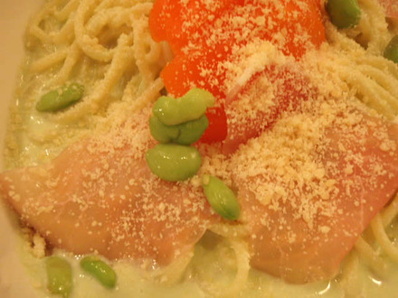 RIDEA・ベジプレート前菜・スープ・だだちゃ豆と生ハムの冷製パスタ