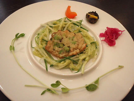 RIDEA・みょうがとベーコンの和風パスタ・ベジプレート前菜・デザート