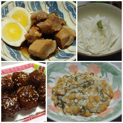 煮豚・煮玉子付き・長芋・肉だんご・塩納豆・レシピ