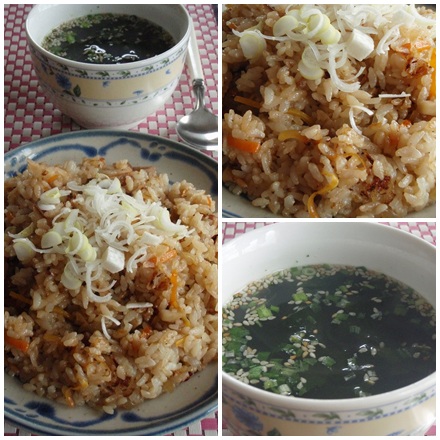 豚角煮タレ炒飯・続残り物メニュー・わかめスープ
