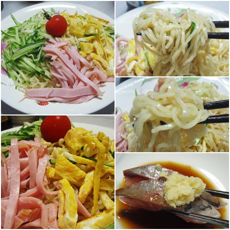 冷やし中華・鯵の刺身
